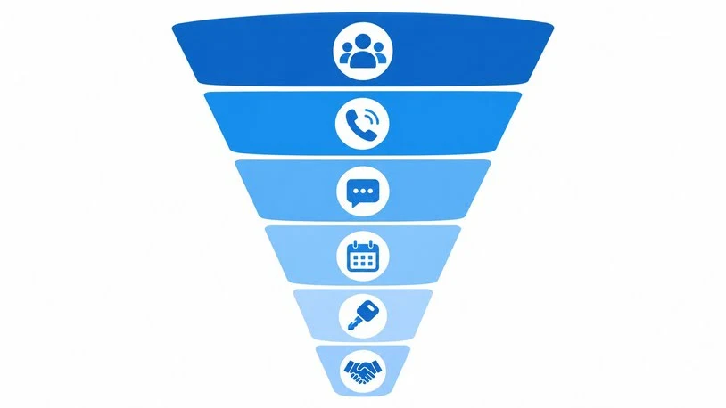 Car dealership sales funnel from lead to sale